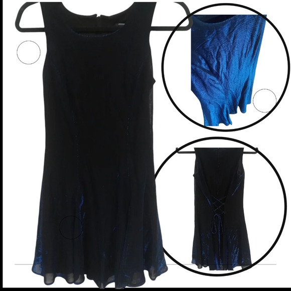 Fit & Flare Dress Shimmer Blue Black Iridescent Be Smart Size 5/6 Fairy HOCO - Picture 2 of 12